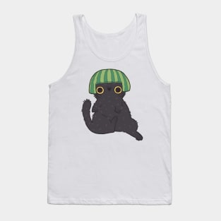 Shy Watermelon Cat - Black ver. Tank Top